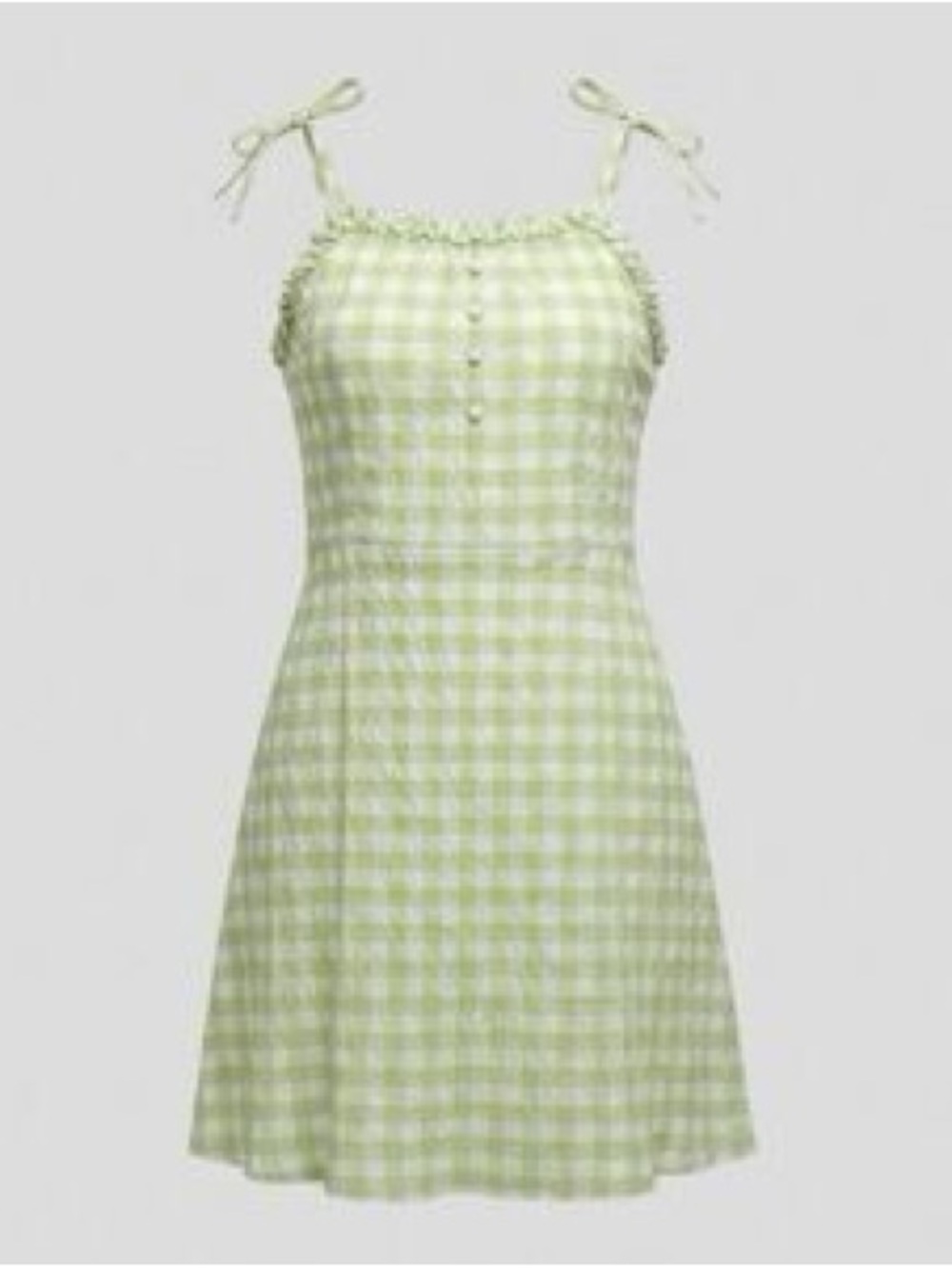 GB Women’s Green Gingham Tie-Shoulder Mini Dress, Size M, Great Condition